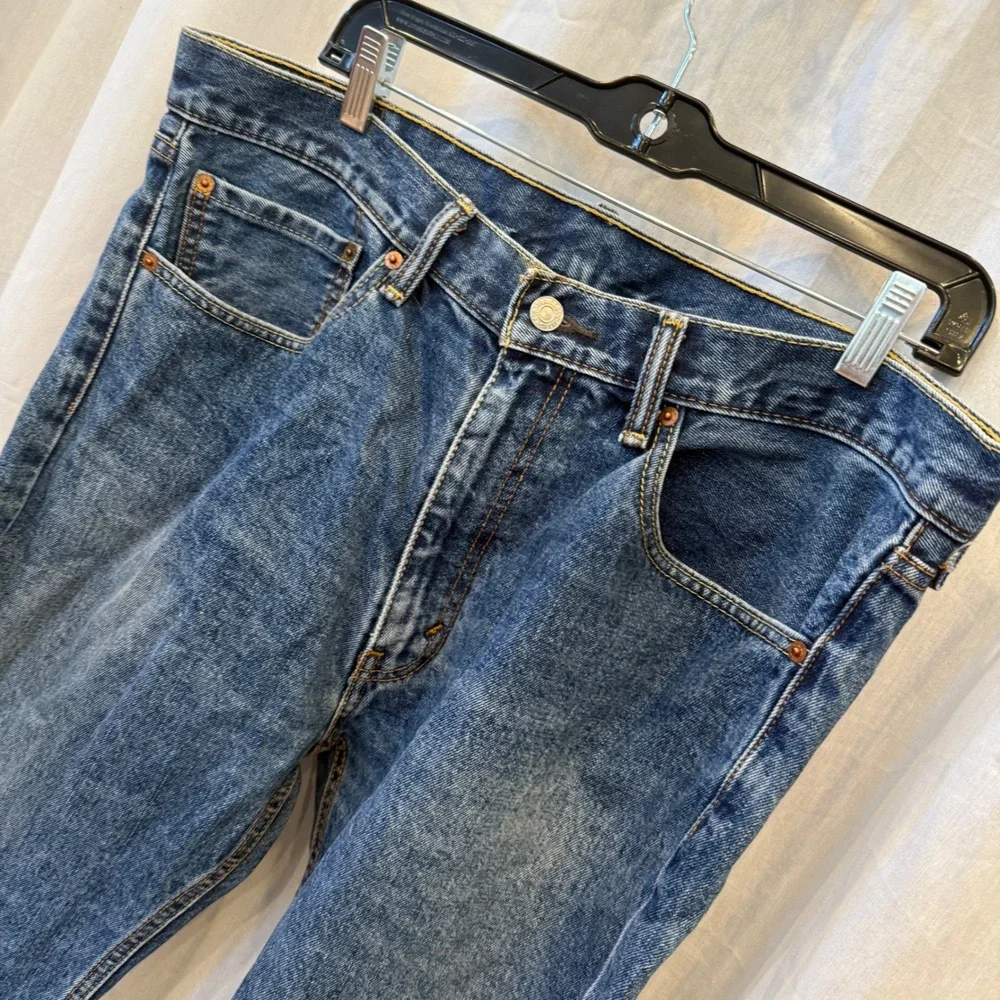 Levi Strauss 505 Mens Blue Wash Denim Jeans Regular Fit Straight Leg‎ W36 L34